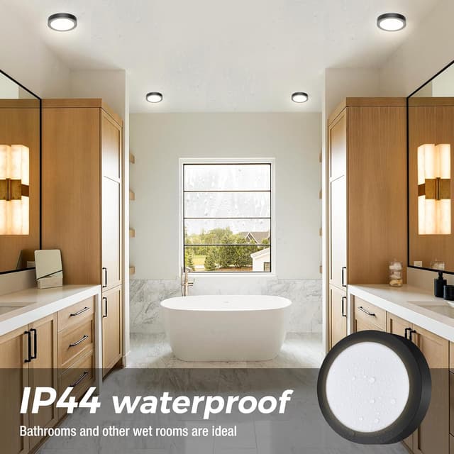 Detalle de slochi 12CM Mini Bathroom Light (IP44) – 3 colour temperature LED flush ceiling lamp, 8W