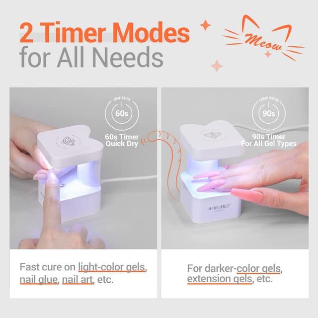 Detalle de modelones Mini UV Light for Gel Nails (2 Timer Modes, USB Portable LED Lamp)