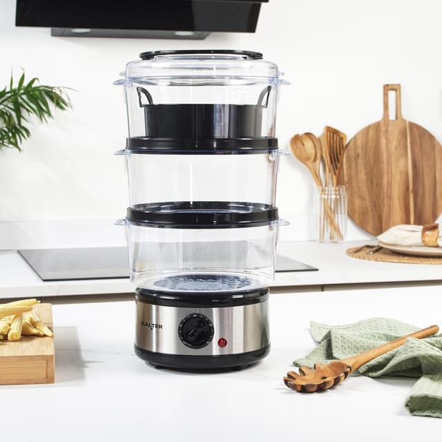 Thumbnail 6 de Salter 3 Tier Electric Food Steamer (7.5L) with Stackable Baskets & 60 Minute Timer