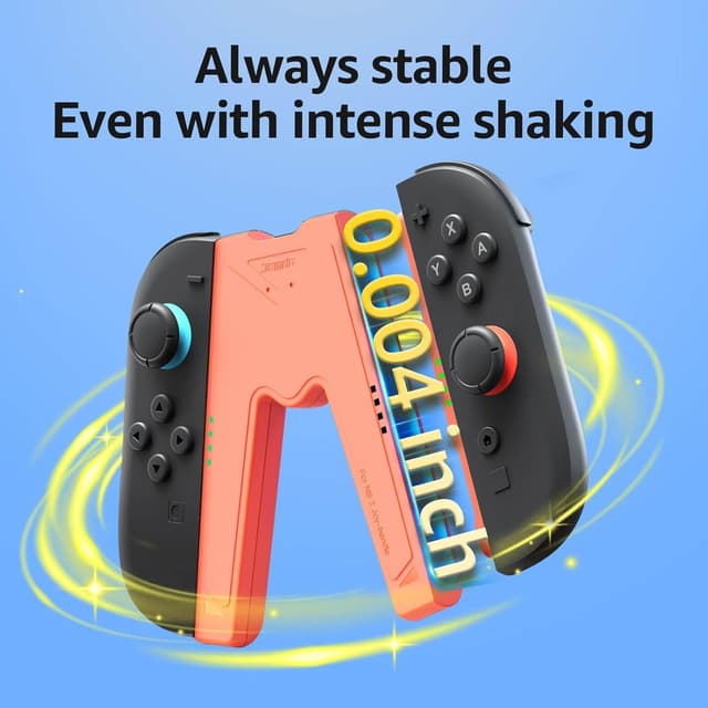 Detalle de JEMDO Magnetic Switch 2 Charging Grip for Joy Con 2 (Orange) – LED ergonomic controller grip with USB-C cable