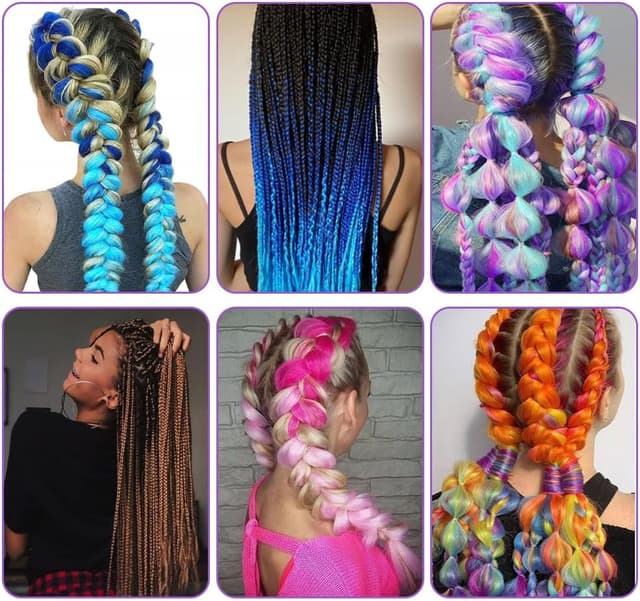 Detalle de Aoimg rajout cheveux en tresse Jumbo 2 pièces, 65 cm (fibre synthétique) pour crochet/twist – dégradé rose