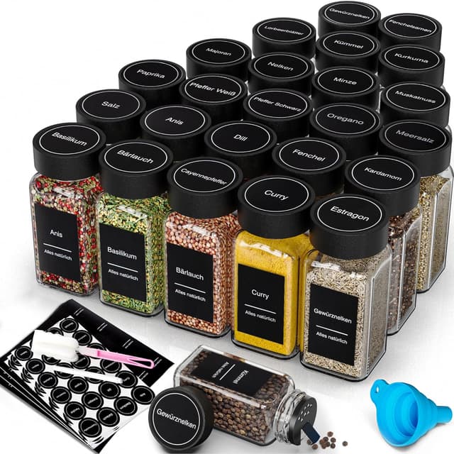 Detalle de DIFULI Gewürzgläser Set mit 24 Gläsern