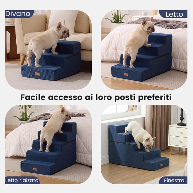 Detalle de Gardner Pet Scala per Cani Piccola Taglia a 3 Gradini in Schiuma 35D, rivestimento impermeabile e antiscivolo, Blu