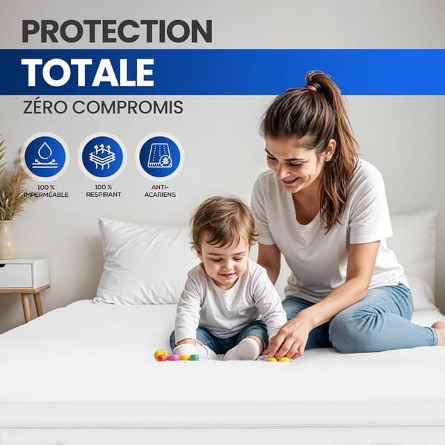 Detalle de Utopia Bedding Housse de matelas imperméable 140 x 200 x 20 cm avec fermeture éclair (blanc)