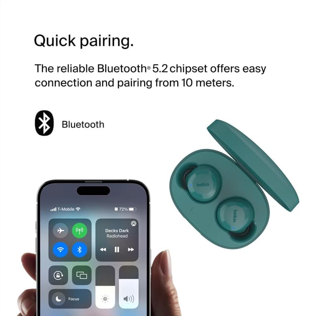 Detalle de Belkin SoundForm Bolt True Wireless Earbuds with up to 28H battery life and Mono Mode