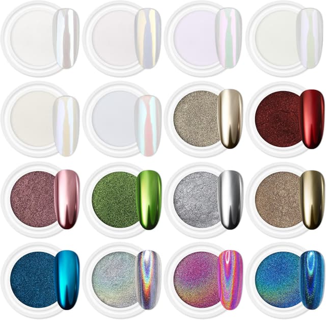Detalle de Artdone 16 Jars Chrome Nail Powders ๐