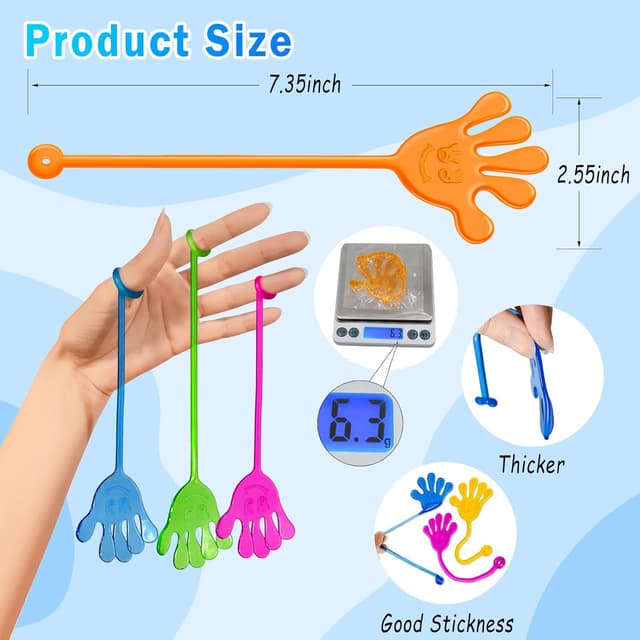 Detalle 2 de Sticky Hands Bulk 48 PCS Stretchy Sticky Hand Toy