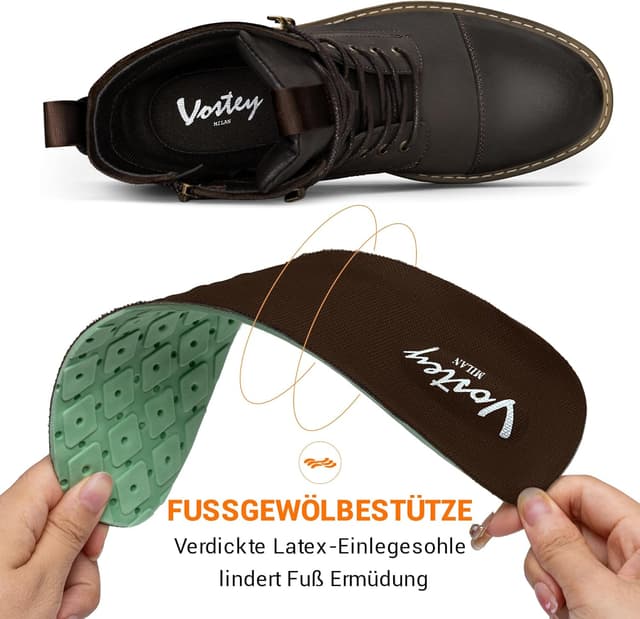 Detalle 2 de VOSTEY Herren Winterschuhe Motorrad-Casual: Chelsea-Boots mit durchgehendem Seitenreißverschluss