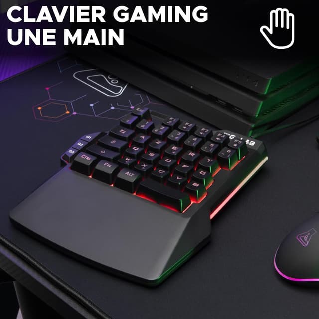 Detalle de The G-Lab Keyz Thorium — mini clavier gamer « une main » portable RVB avec 3 macros