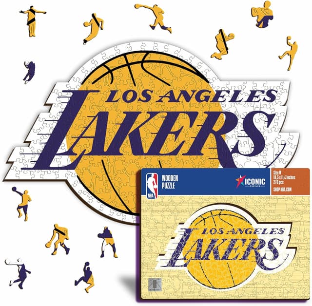 Detalle de Iconic Puzzles Los Angeles Lakers – Puzzle di legno con logo NBA (taglia M, 270 pezzi)