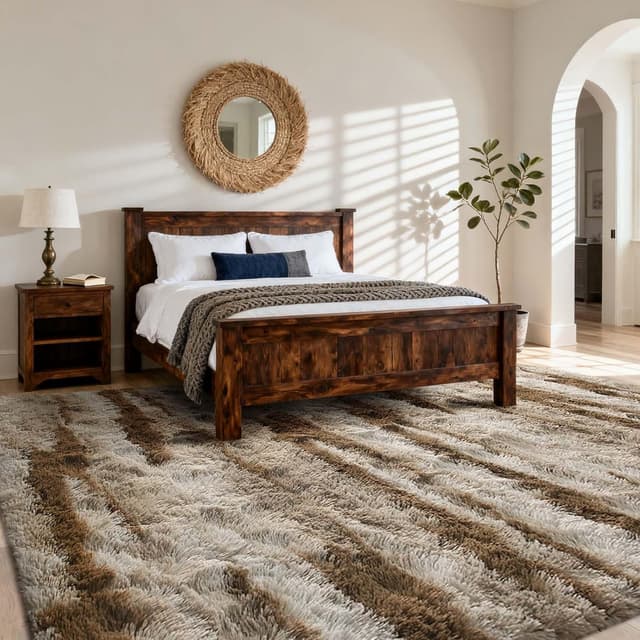 Detalle de 9x12 Ft Extra Large Shag Rug (Khaki) — Ultra-Soft 1.8-Inch Plush for Living Room & Bedroom