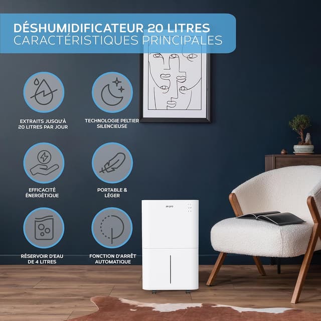 Detalle 2 de Air Pro déshumidificateur 20 L/jour 🏠