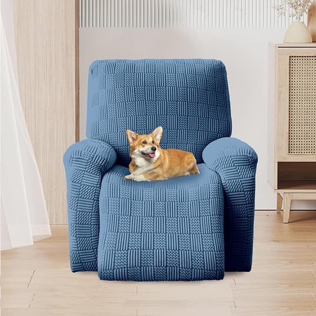 Detalle de OKYUK Funda Sillón Relax 4 Piezas Lavables Azul Raya 🛋