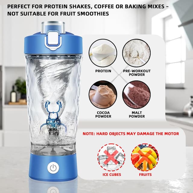 Thumbnail 6 de Electric Protein Shaker Bottle 550ml Blue