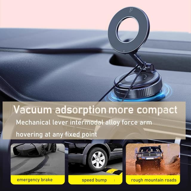 Detalle de DOPKUSS Vakuum Magnetische Handyhalterung Vmag-S1 fürs Auto (360° drehbar, Saugnapf, klappbar) – Schwarz