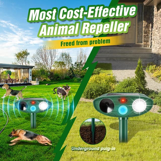 Detalle de Cat Repellent for Gardens UK – Solar Ultrasonic Cat Deterrent & Fox Repellent with Motion Sensor, LED Flash (IP44)