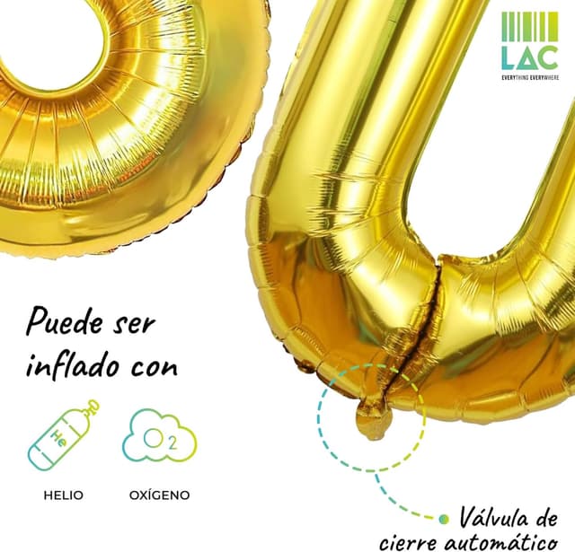 Thumbnail 2 de LAC Globos 40 Cumpleaños Dorados