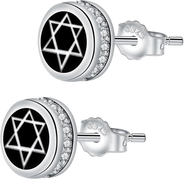 Detalle de J.MUEN Schwarz Ohrringe Silber 925 mit Zirkonia – hypoallergen, als Ohrstecker für Damen & Herren