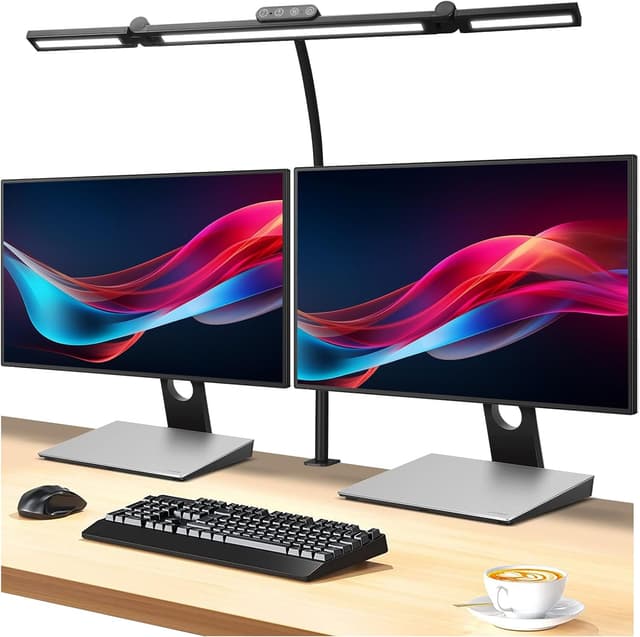 Detalle de Asstikoo LED-Schreibtischlampe dimmbar, 24 W, faltbar und klemmbare Monitorlampe fürs Homeoffice