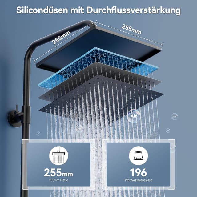 Detalle de Auralum Regendusche 250 x 250 mm Komplettset