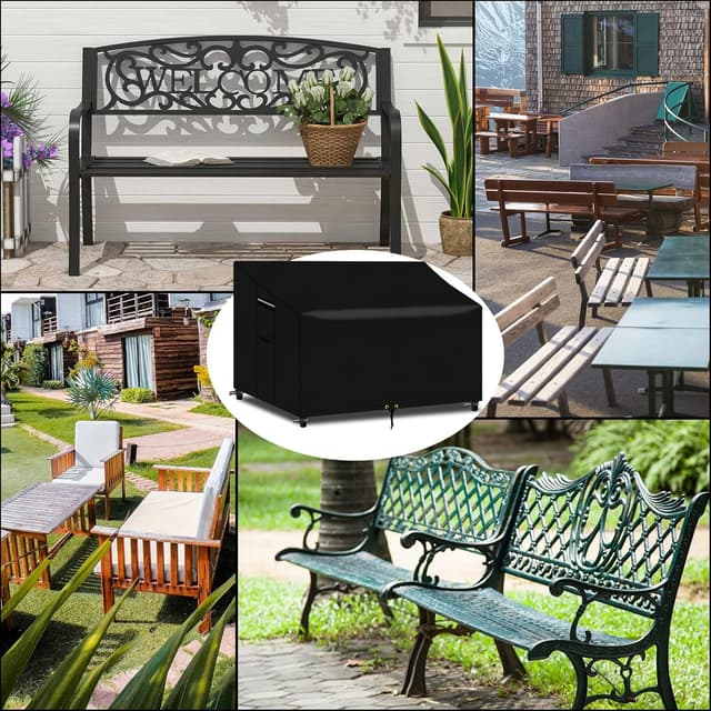 Thumbnail 6 de PATIO PLUS 2 Seater Garden Bench Cover Waterproof with Air Vent (134x66x63/89cm) – Tear-Resistant 600D Oxford, Black