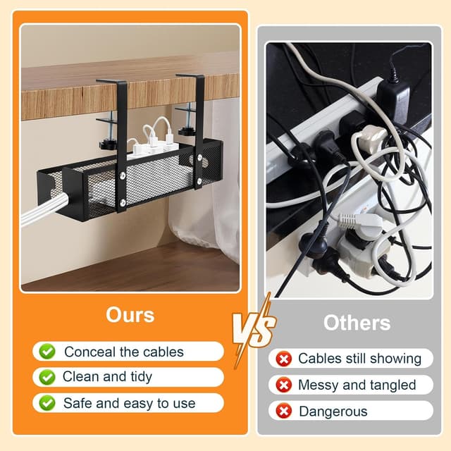 Detalle de Cozary Organizador de Cables Escritorio 34x12,7x20,5 cm