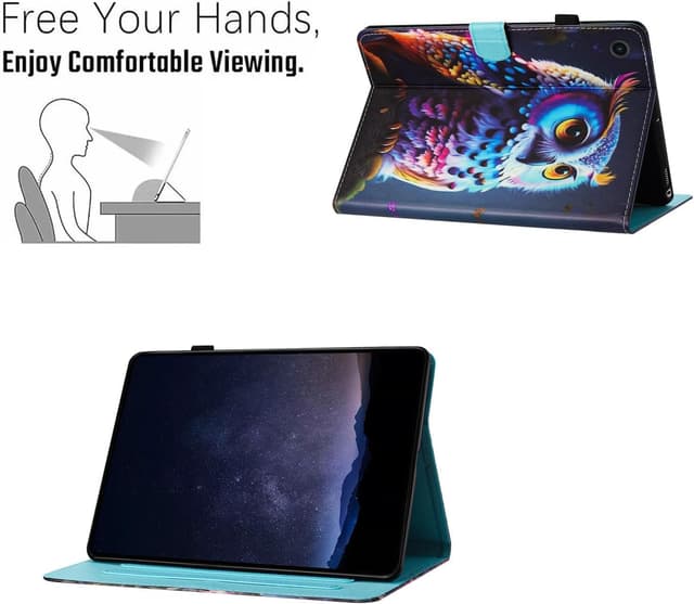 Detalle de AsWant Hülle für Samsung Galaxy Tab A9 Plus 11 Zoll (SM-X210/SM-X215/SM-X216) mit Standfunktion, Kartenfächern & Stifthalter – Eule
