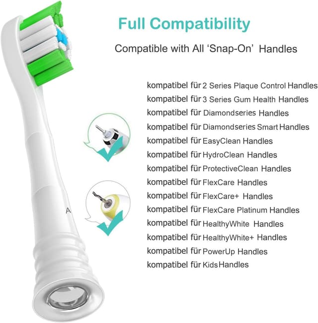 Detalle de 12 Ersatzbürstenköpfe für Philips Sonicare – kompatibel mit Sonicare Handgriffen (weiß)