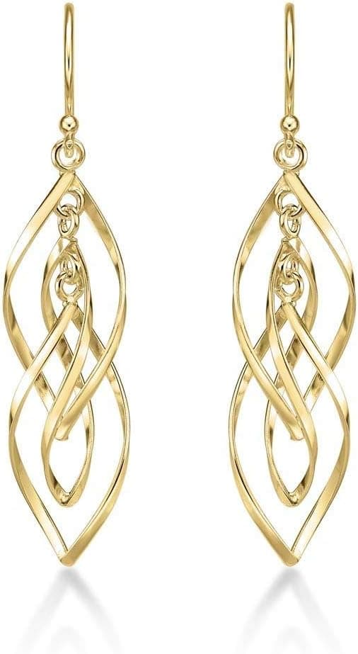 Detalle de Diamond Treats orecchini pendenti in argento Sterling 925 con design a spirale (49 mm) per donna e ragazza