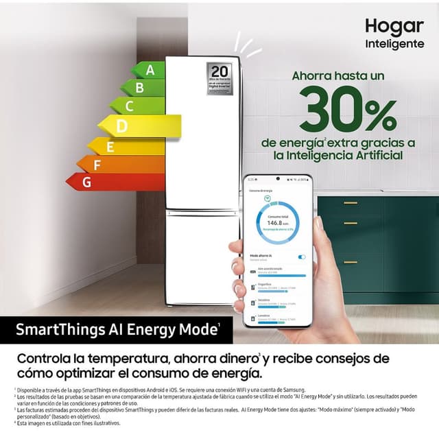 Detalle 2 de Samsung RB34C602DSA Frigorífico No Frost Acero Inoxidable