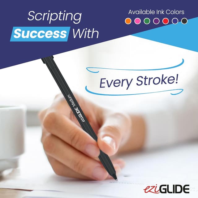 Detalle de Eziglide 100-Pack Ballpoint Pen Set (Green) with Easy Grip – Medium Point 1.0mm