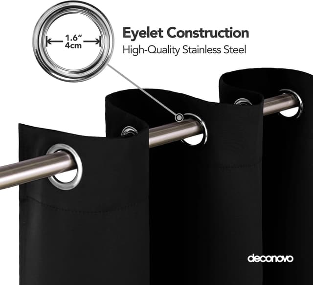 Detalle 2 de Deconovo Tenda Oscurante Termica 132x138 cm con anelli, 1 pannello nero