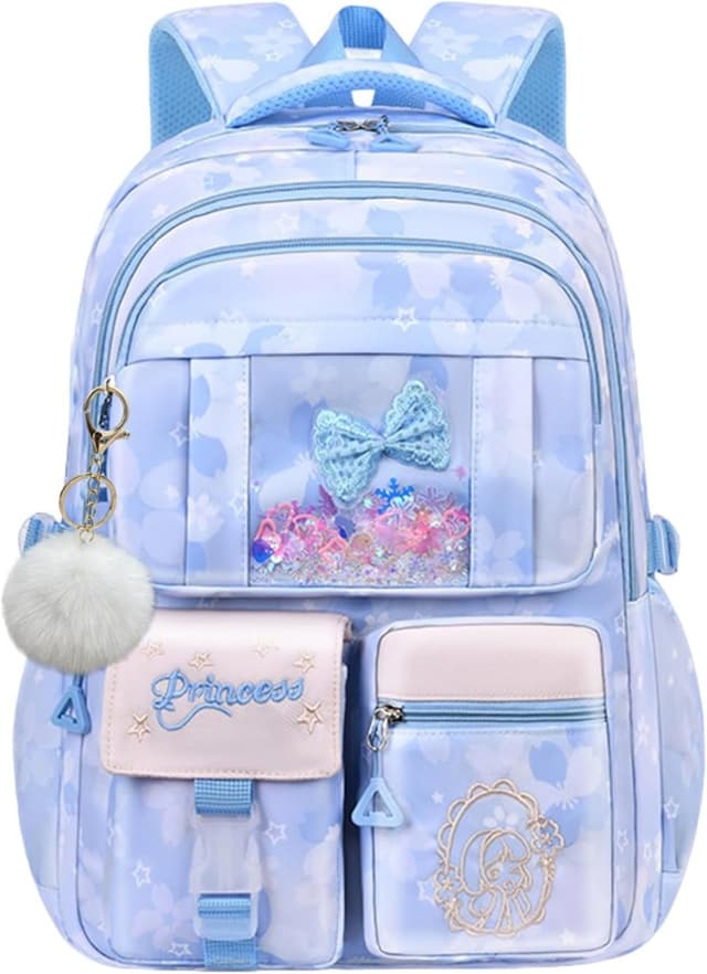 Detalle de Bansusu Kawaii Girls Backpack for Kids (31 x 16 x 45cm) with chest strap, multi-pocket 22L capacity