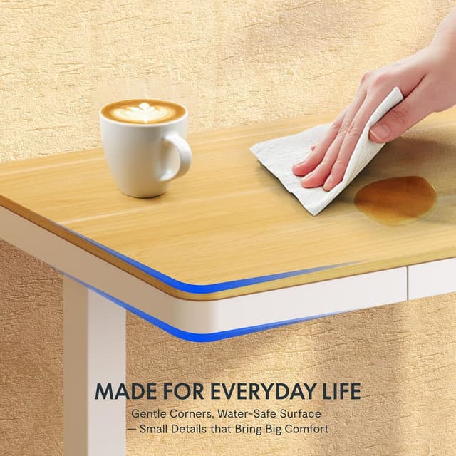 Thumbnail 6 de FLEXISPOT Q3 Electric Standing Desk (Maple, 140 × 70 cm) with Drawer & USB charging