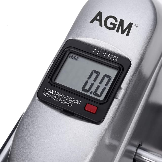 Detalle de AGM Mini Exercise Bike Pedal Sit Down with LCD Display (under-desk bike for legs and arms, non-slip mat included)