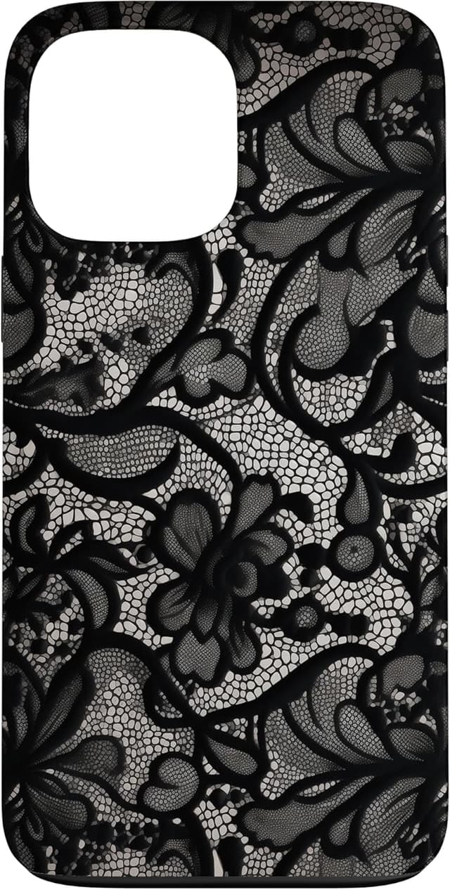 Detalle de Coque Motif Vintage en Dentelle Noire pour iPhone 13 Pro Max