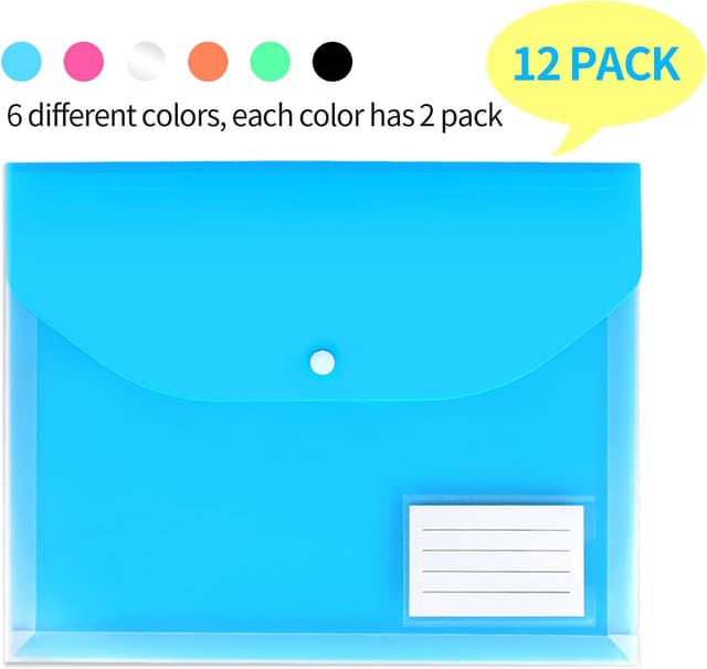 Detalle de TOOELMON A4 plastic wallets 12 pack