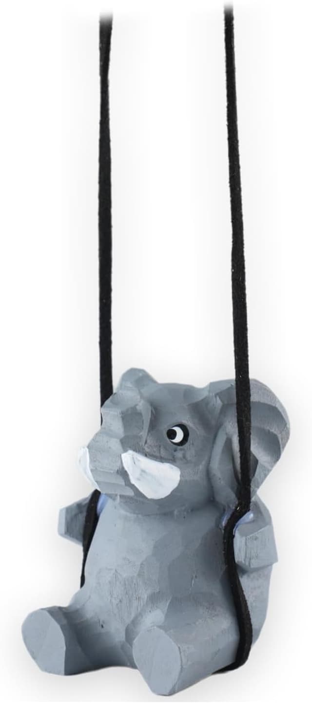 Detalle de VIPbuy handgefertigte schwingende Elefantenfigur aus Holz fürs Auto (Autospiegel-Anhänger)