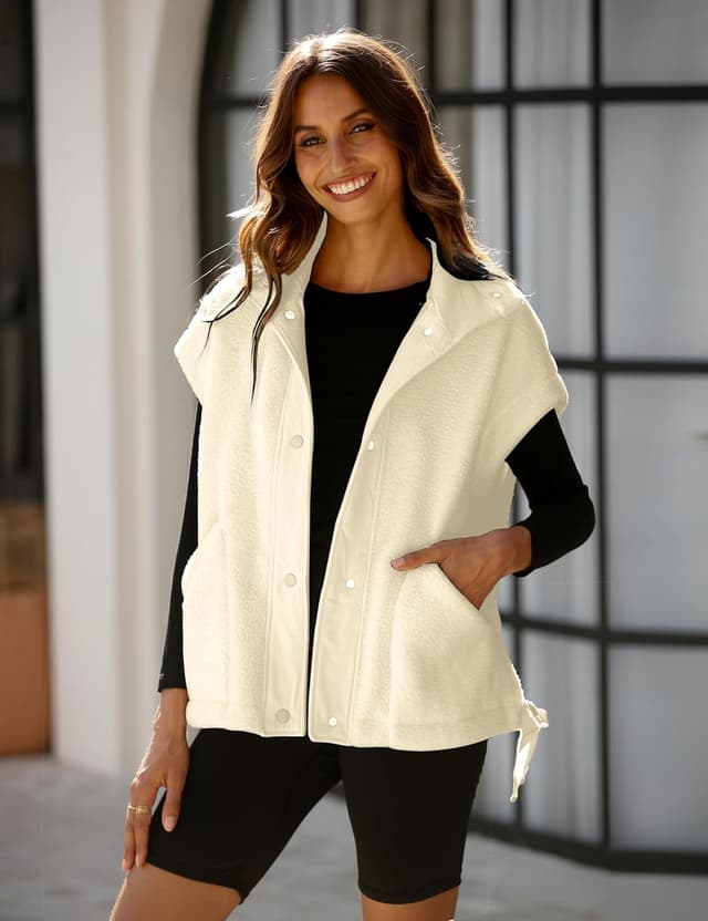 Detalle 2 de OPCAKM Women's Fuzzy Fleece Vest Oversized Sherpa 1️⃣