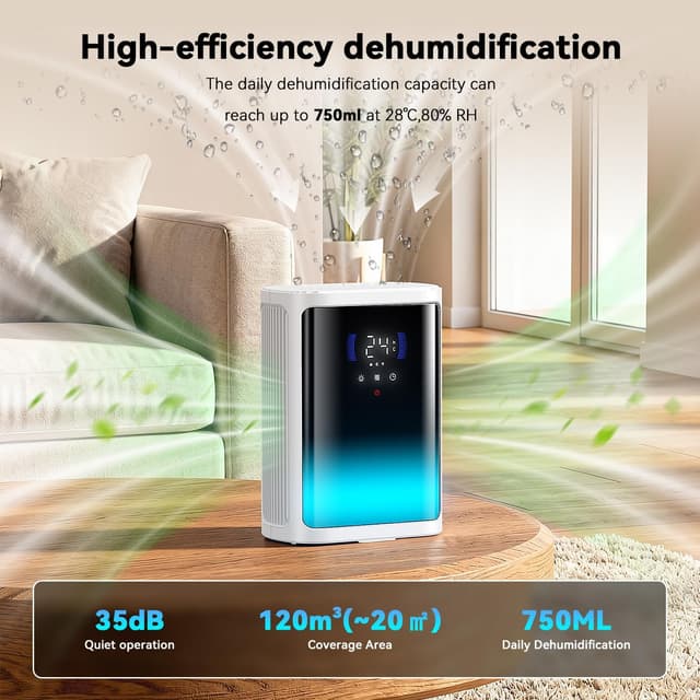 Detalle 2 de CosmartAir Dehumidifier 3000ML for Bedroom