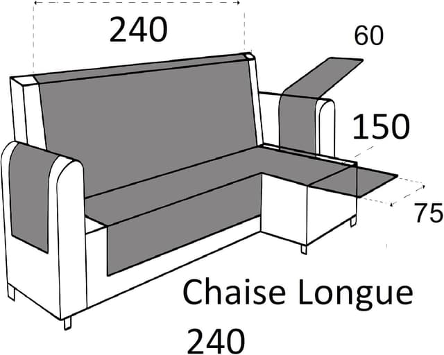 Detalle 2 de textil-home Funda Chaise Longue Malu 240cm Marrón 🛋