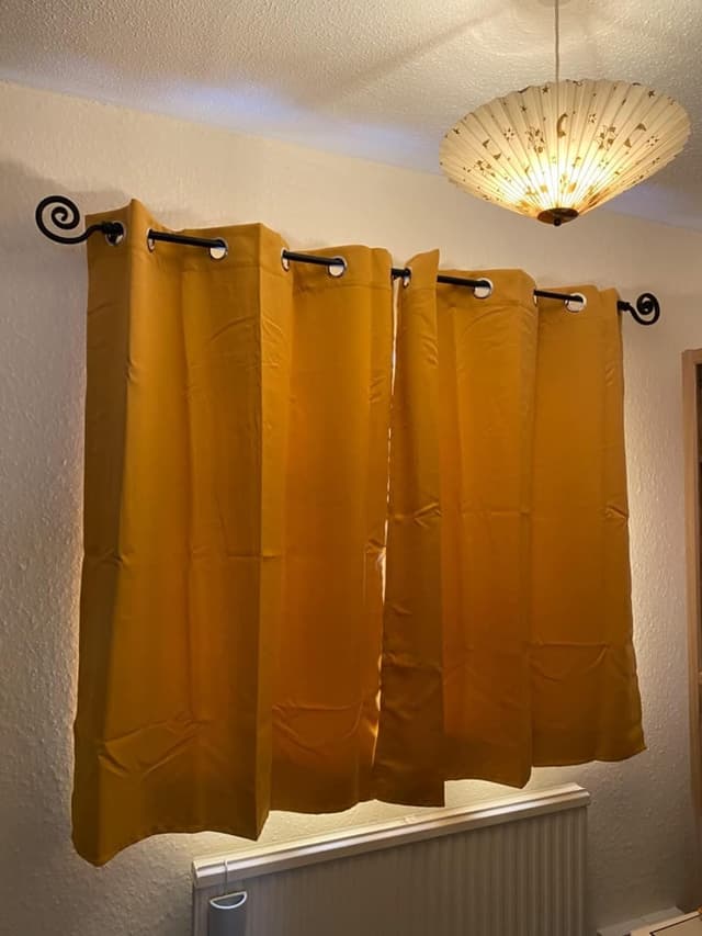 Detalle 2 de Thermal Insulated Blackout Ring Top Eyelet Curtains for Bedroom Windows – Ochre, 90 x 54 (2 Panels)