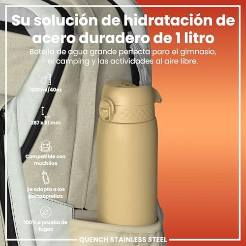 Detalle 2 de ION8 Botella agua inox 1 L resistente a rayones 💧