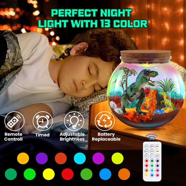 Detalle de Ronstone Dinosaur Terrarium Kit with Light-Up Volcano & DIY World Display