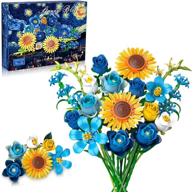 Imagen de Blue Rose Starry Blooms 832-piece Bouquet en OfertitasTOP