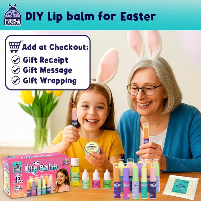 Detalle 2 de Purple Ladybug DIY Lip Balm Making Kit for Kids (Easter & Birthday Gifts) — Make 10 Personalized Balms with 3 Flavors