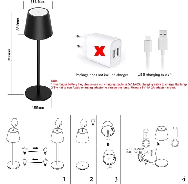 Thumbnail 3 de Klighten Lampe de Table LED Dimmable – Lot de 2