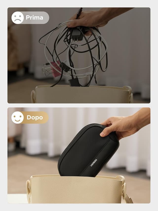 Detalle de UGREEN Borsa accessori da viaggio per elettronica (taglia M) con organizer cavi e tasche