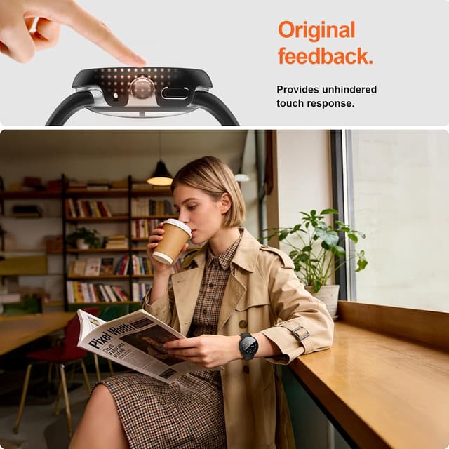 Detalle de JZK 2-Pack Case with Screen Protector for Google Pixel Watch 4 (2025) 41mm in Black/Clear