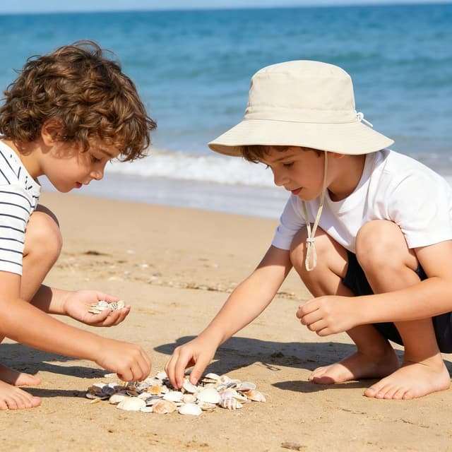 Detalle 2 de Shedoo Sonnenhut Kinder UV-Schutz UPF 50+ mit breiter Krempe – Fischerhut für Baby & Kinder inkl. verstellbarem Kinnriemen